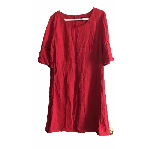 Glamour Short Bell Sleeve Crochet Embellishment Red Dress Size 18 NWT - Picture 1 of 11
